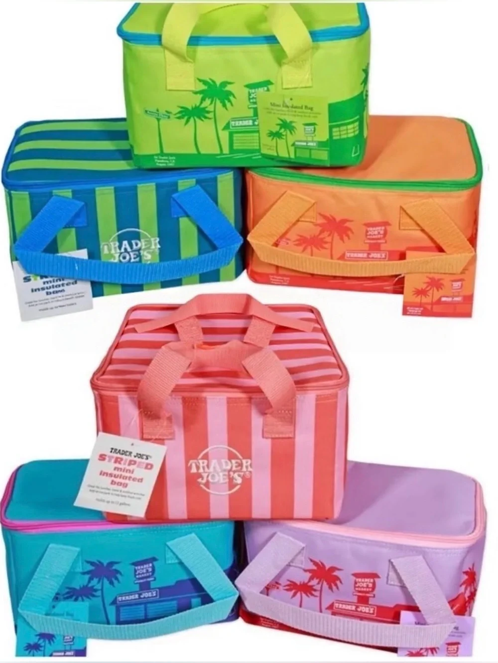 Trader Joe’s 2026 Summer Mini Insulated Tote Bags Set of 6 NWT NWT Authentic